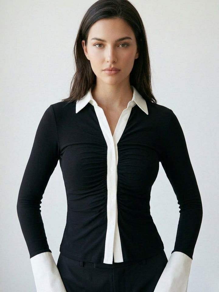 Black Contrast Detailing Top