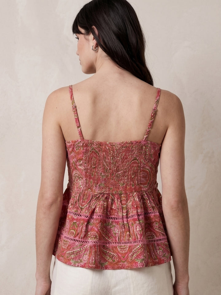 Pink Bombay Paisley Floral With Taseel Details At Front