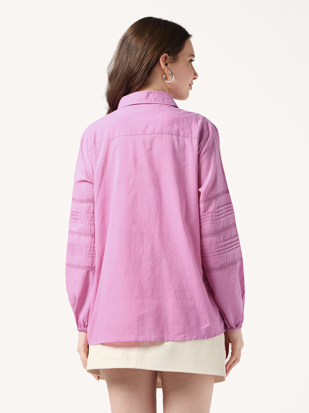 Mauve Delicate Lace With Pintuck Accents