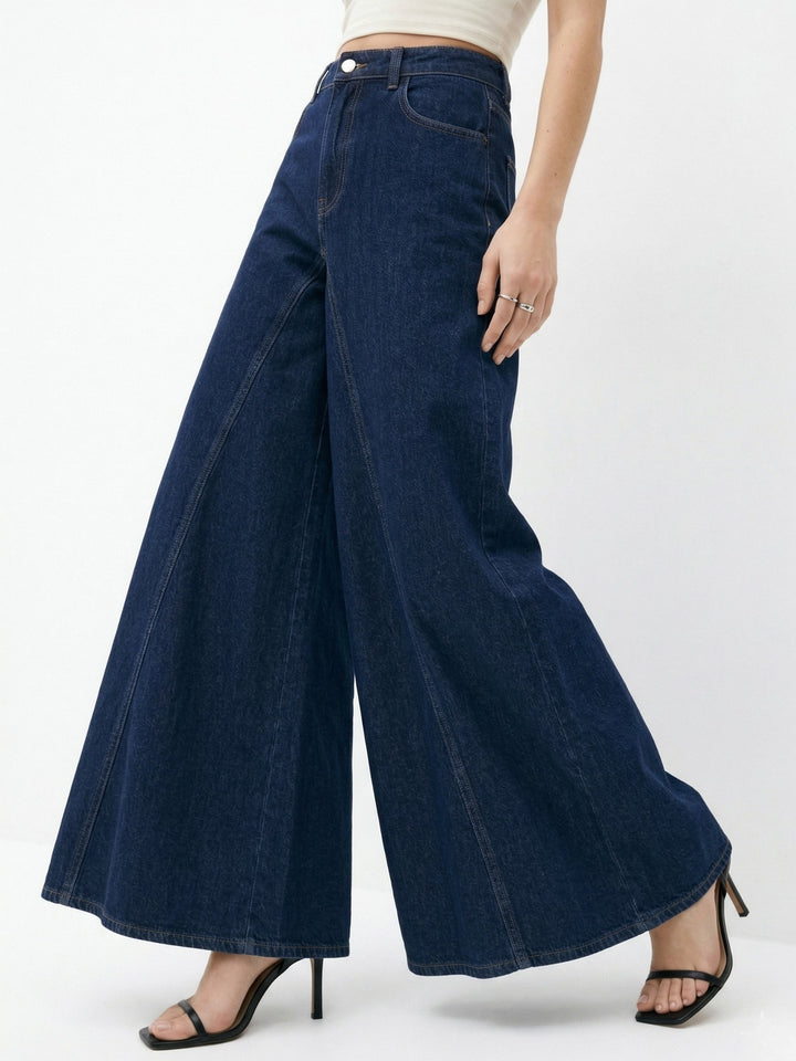 Navy Blue Ultra Wide Washed Denim