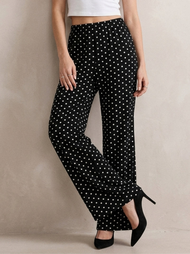 Black Polka Dotted High Waist Trouser