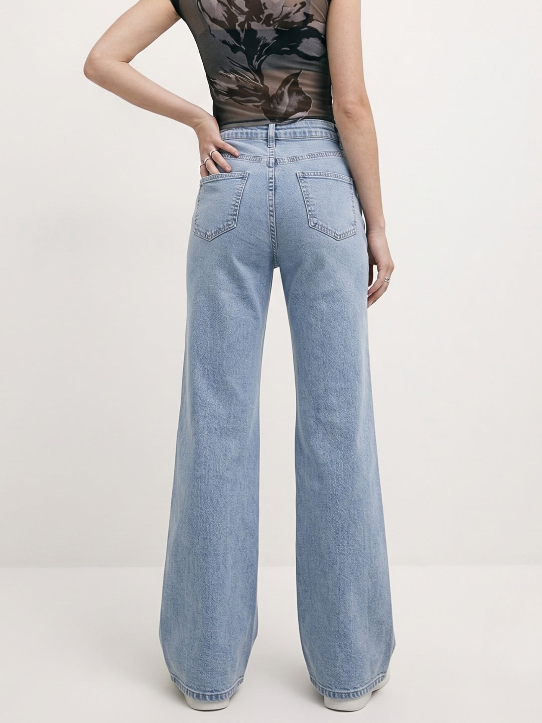 Light Blue High-Rise Flared Denim Jeans