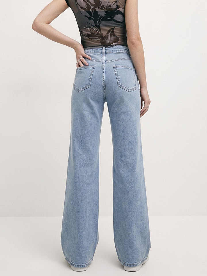 Light Blue High-Rise Flared Denim Jeans