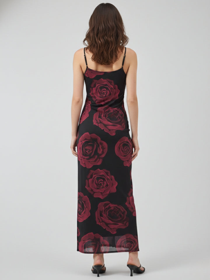 Black Thin Strapped Fitted Dress