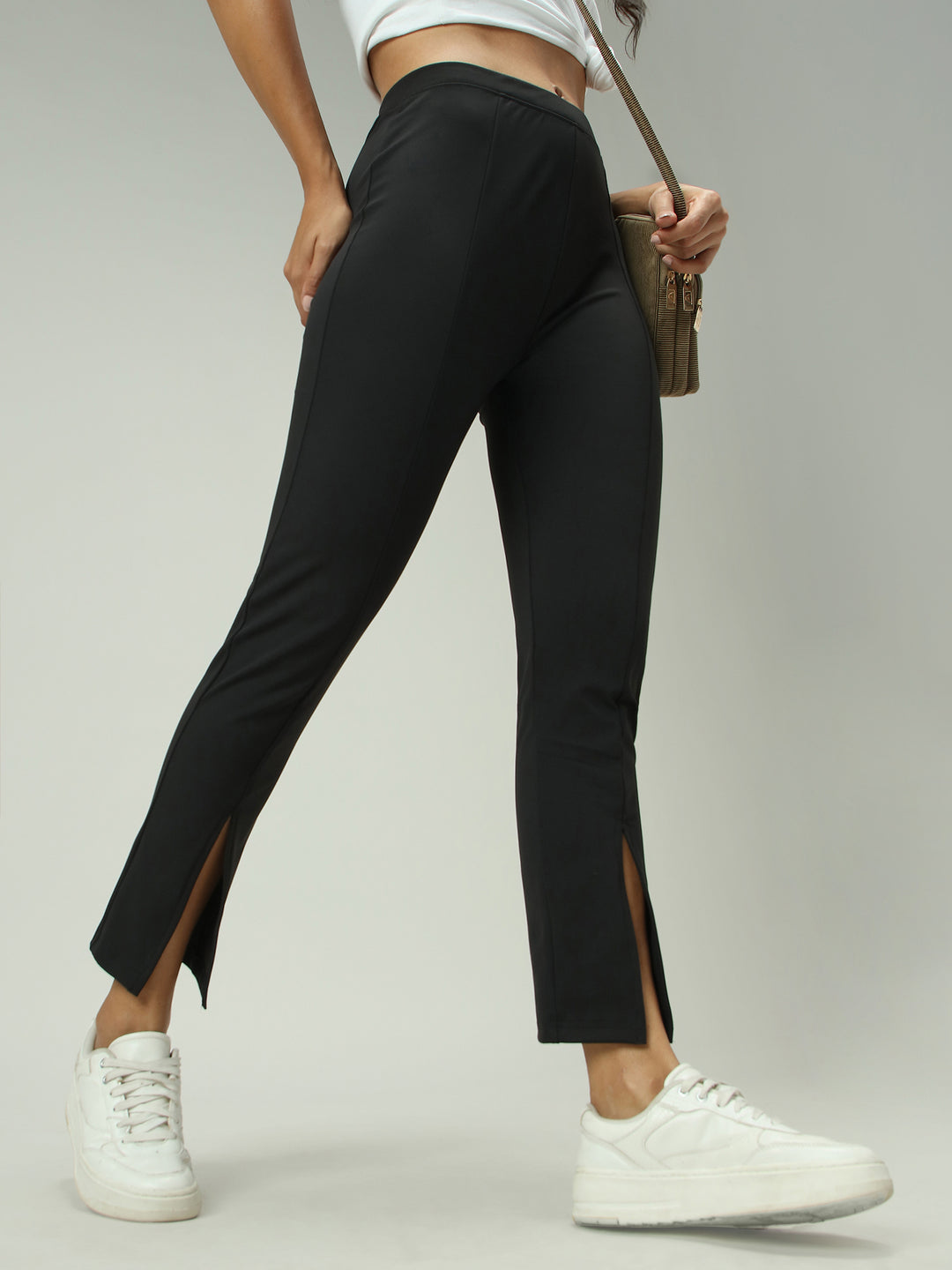 Black Front Slit Leggings