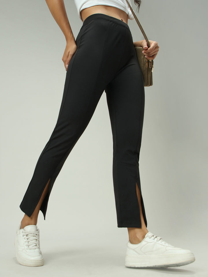 Black Front Slit Leggings