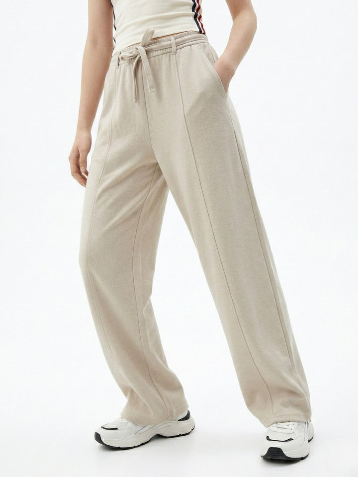 Beige High Waist Baggy Pant