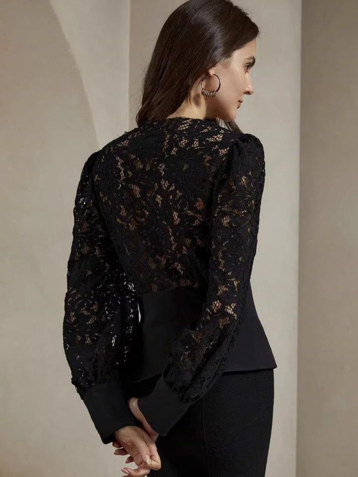Black Lace Detail Corset Top