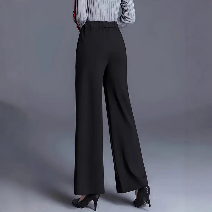 Black Solid Wide Leg Pant