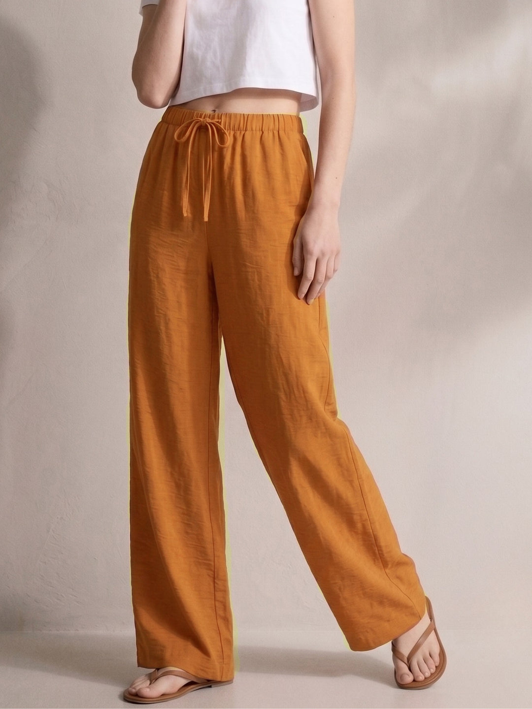 Mustard Low Waist Wide Leg Trousers