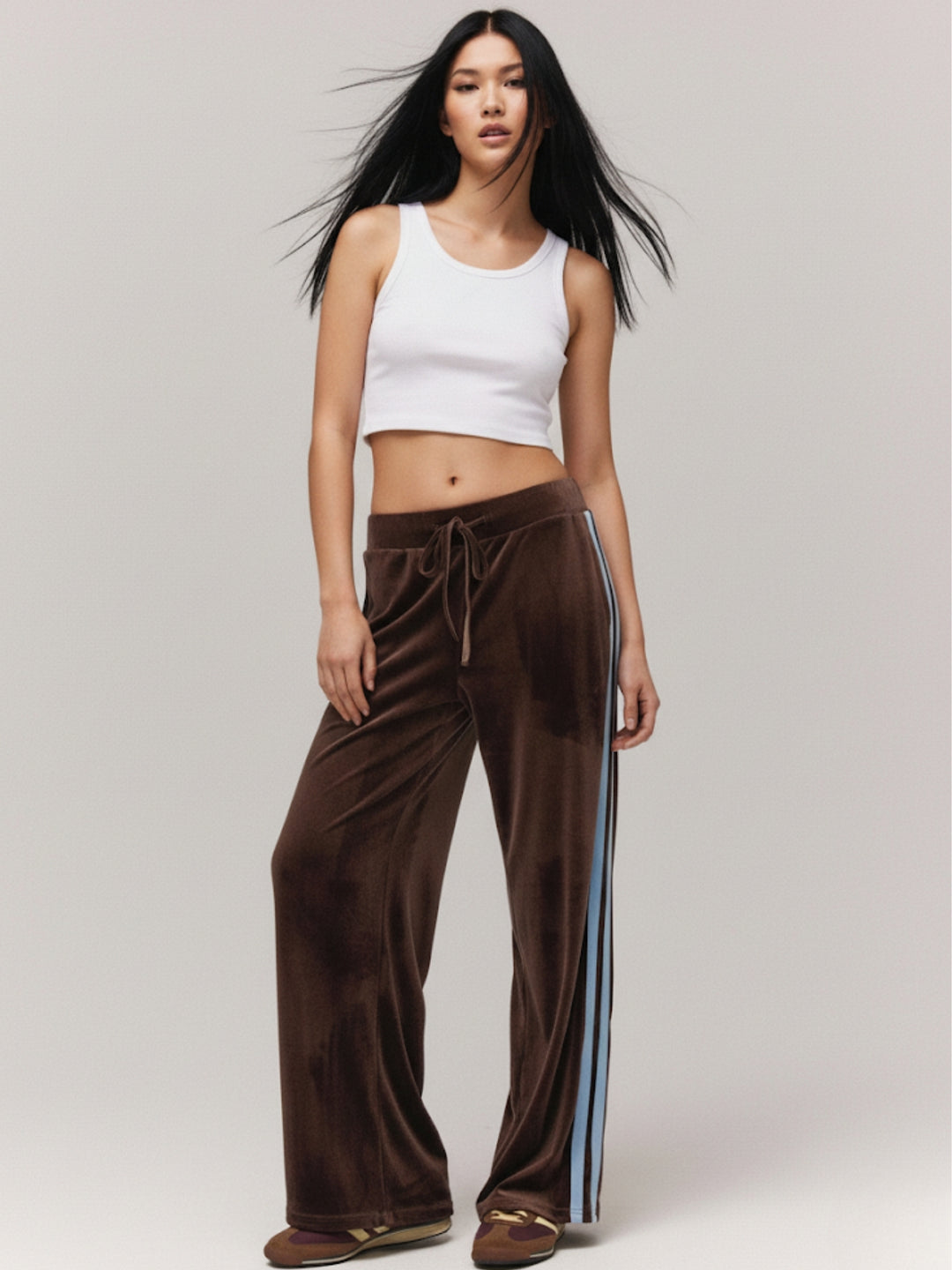 Brown Side Tape Wide Leg Pant
