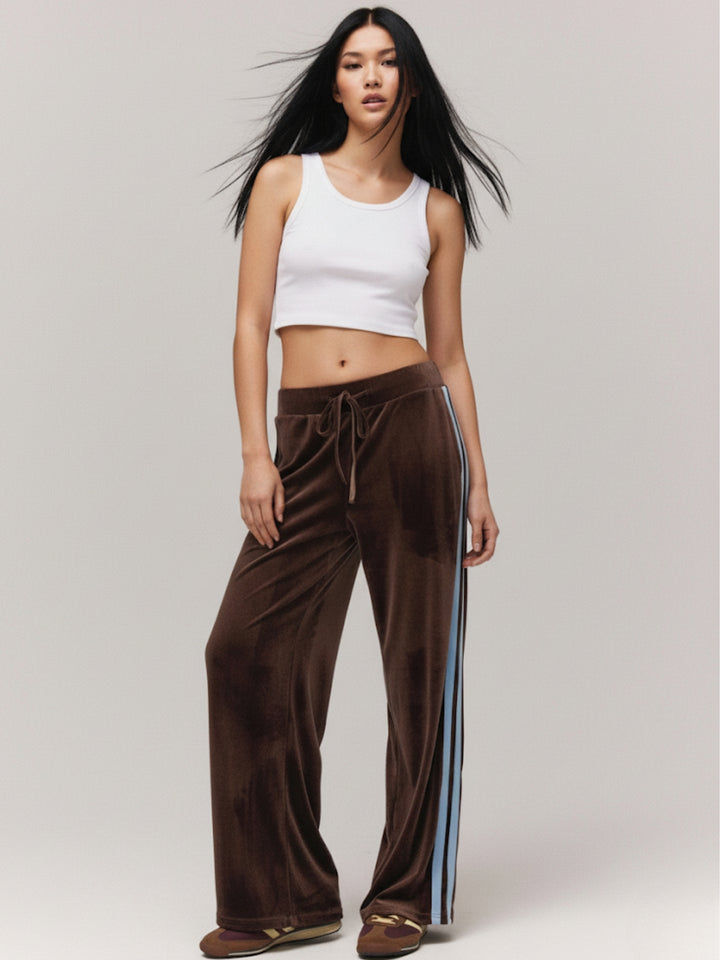 Brown Side Tape Wide Leg Pant
