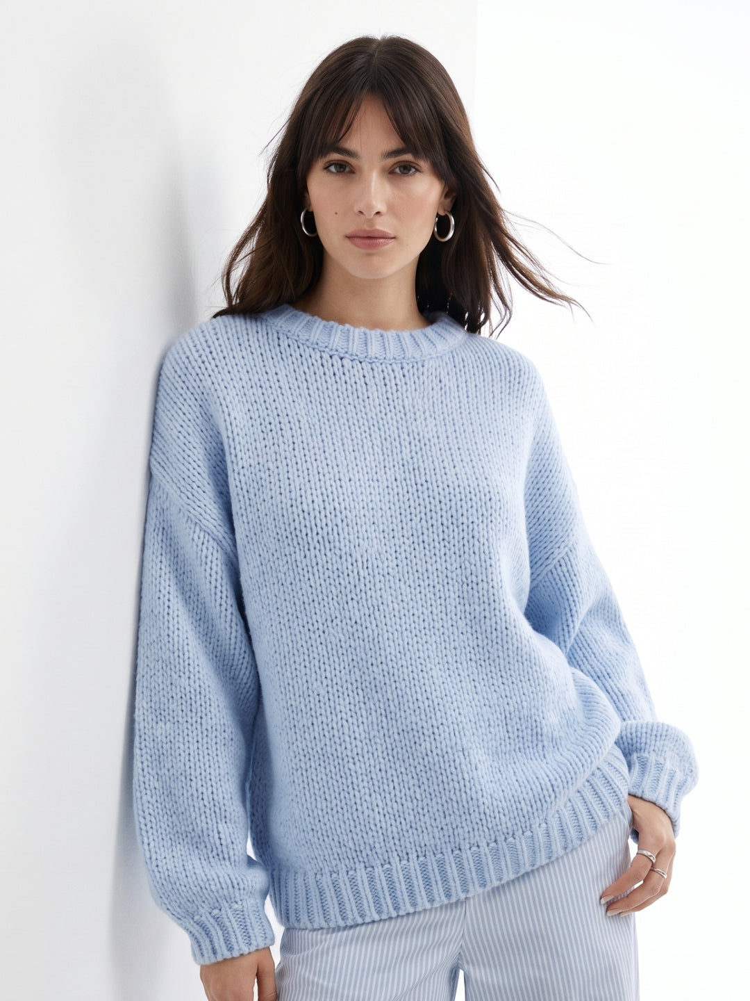 Blue Oversized Solid Jumper