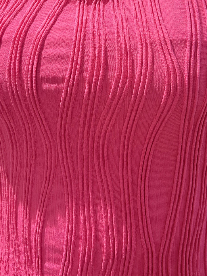Pink Backless Halter-Neck Crop Top
