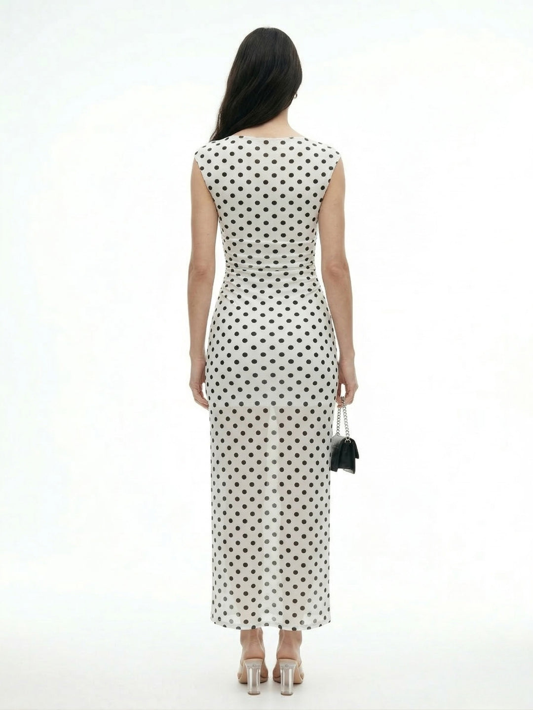 Multi Polka Dot Mesh Maxi Dress