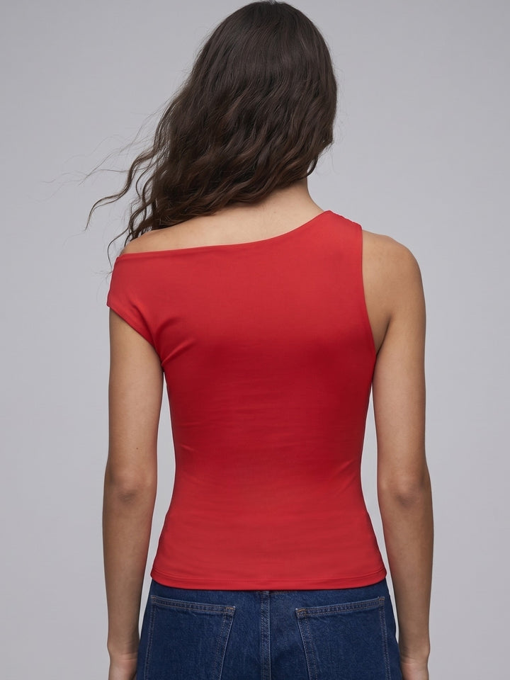 Red Off-Shoulder Gather Top