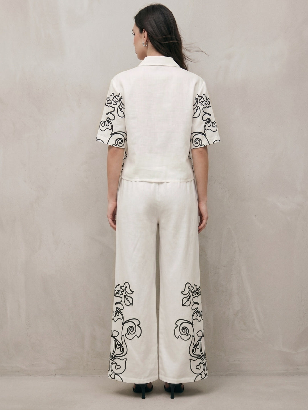 Off White Contrast Placement Print Co-Ord Set