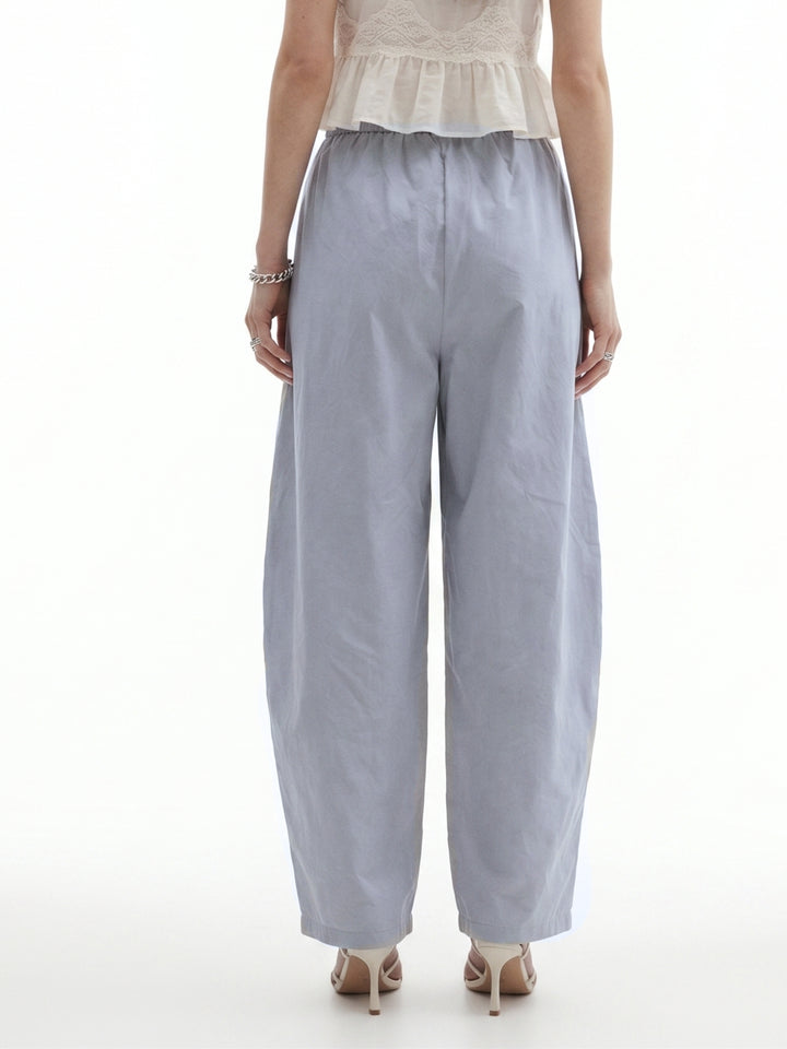 Grey Parachute Barrel Fit Trouser With Elasticated Hidden Waist