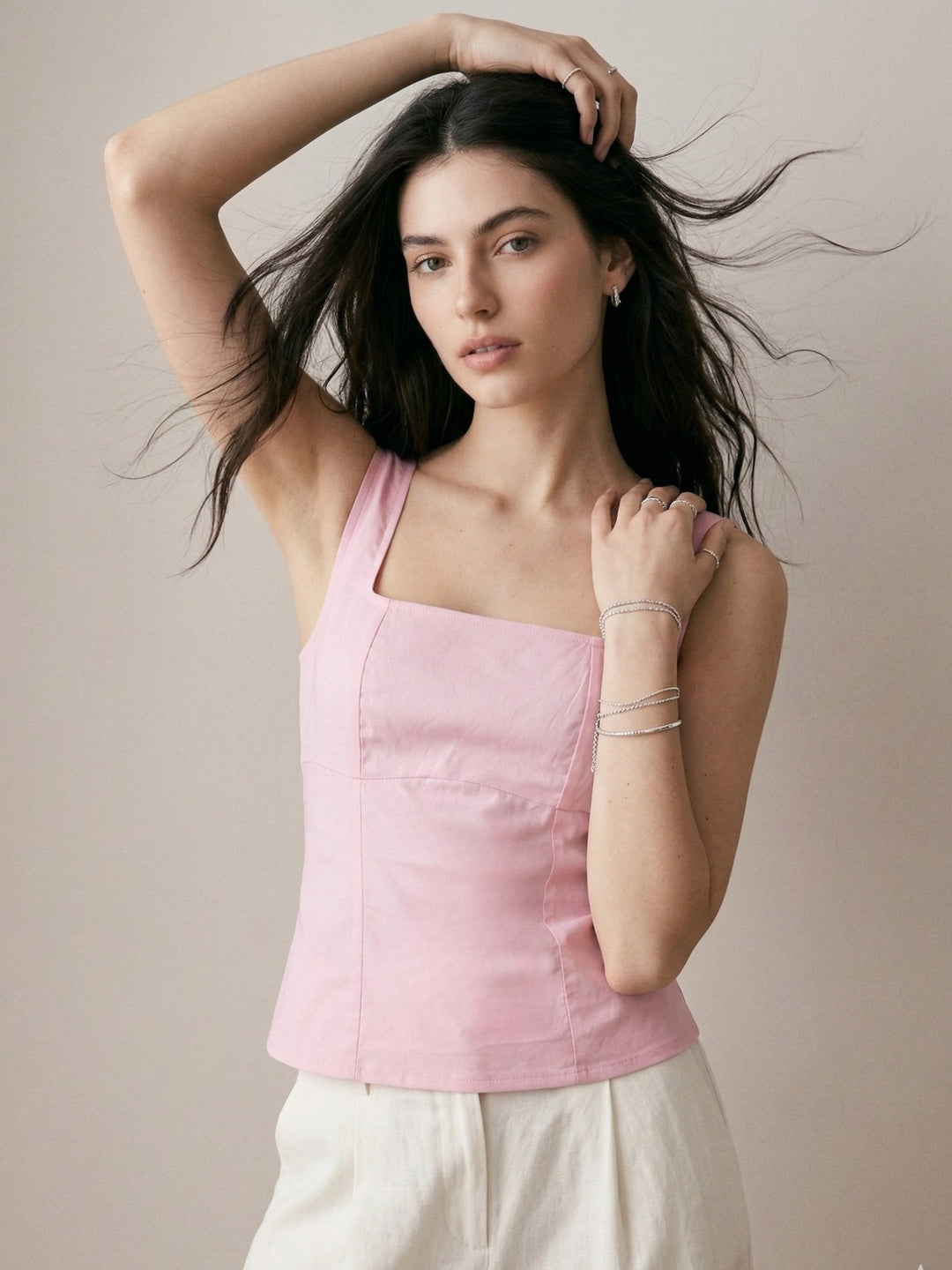Pink Back Bow Tank Top