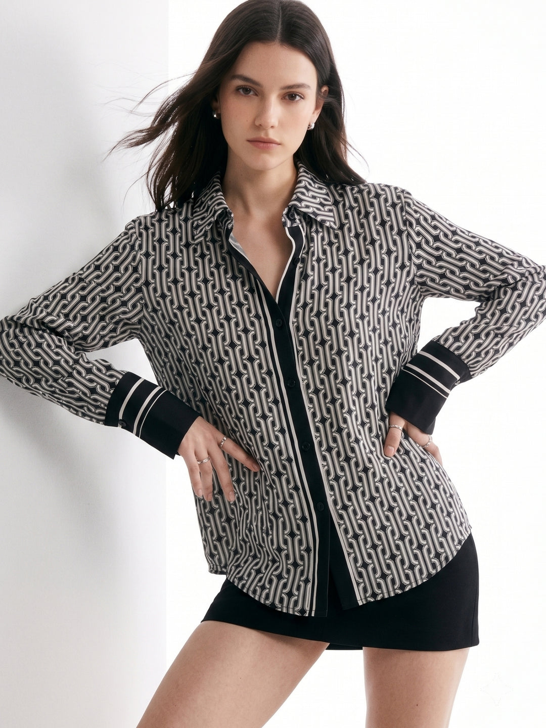 Multi Geometric Printed Button Down Shirt
