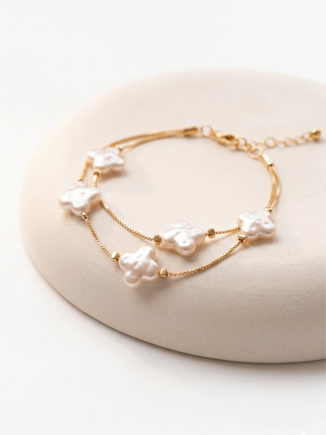 Gold Floral Shape Metal Chain Bracelets
