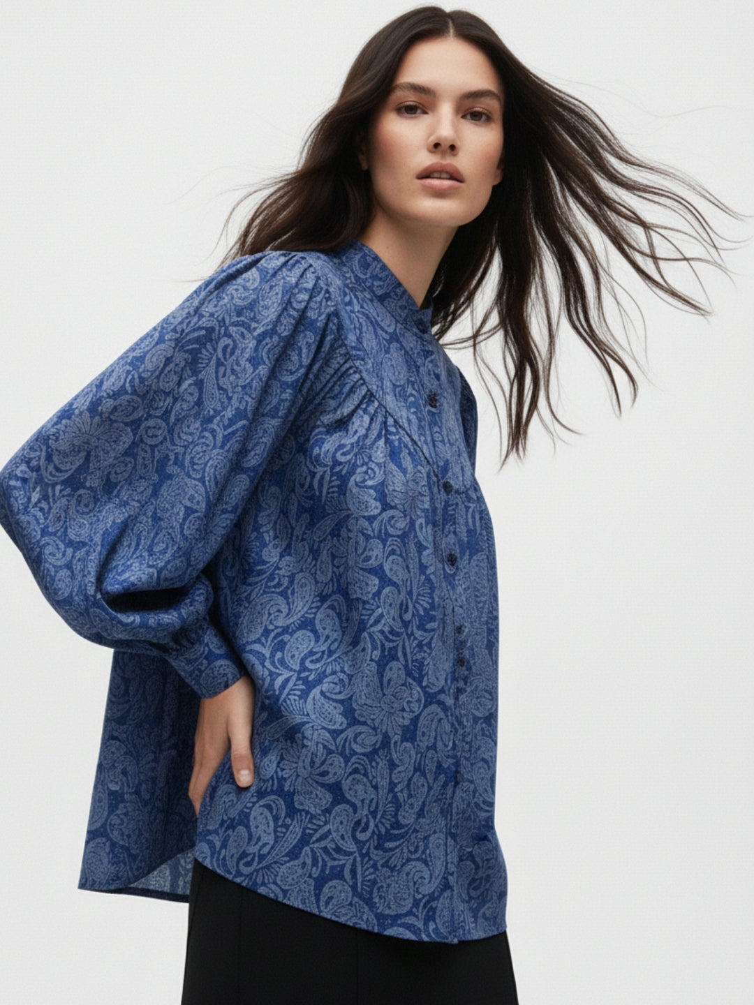 Blue All Over Paisley Printed Top