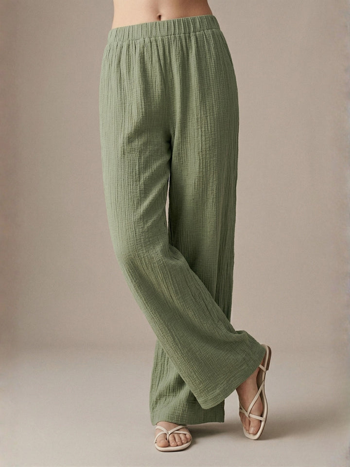 Olive High Waist Wide Leg Trousers