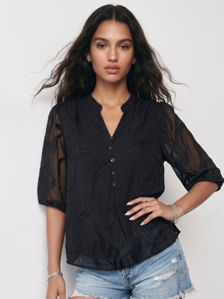 Black Sheer Textured Top