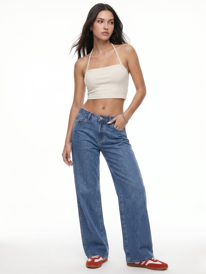 Light Blue High Waist Wide Leg Jeans