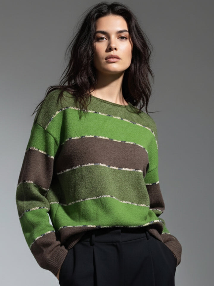 Green Glitter Detailed Drop Shoulder Sweater