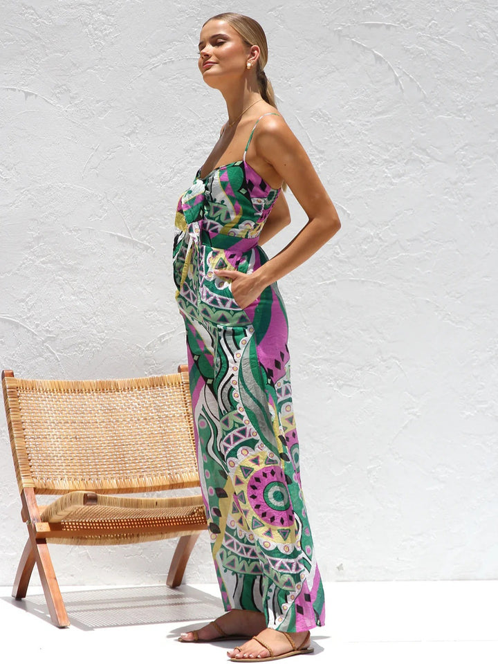 Multi Spaghetti Strap Floral Printed Dress