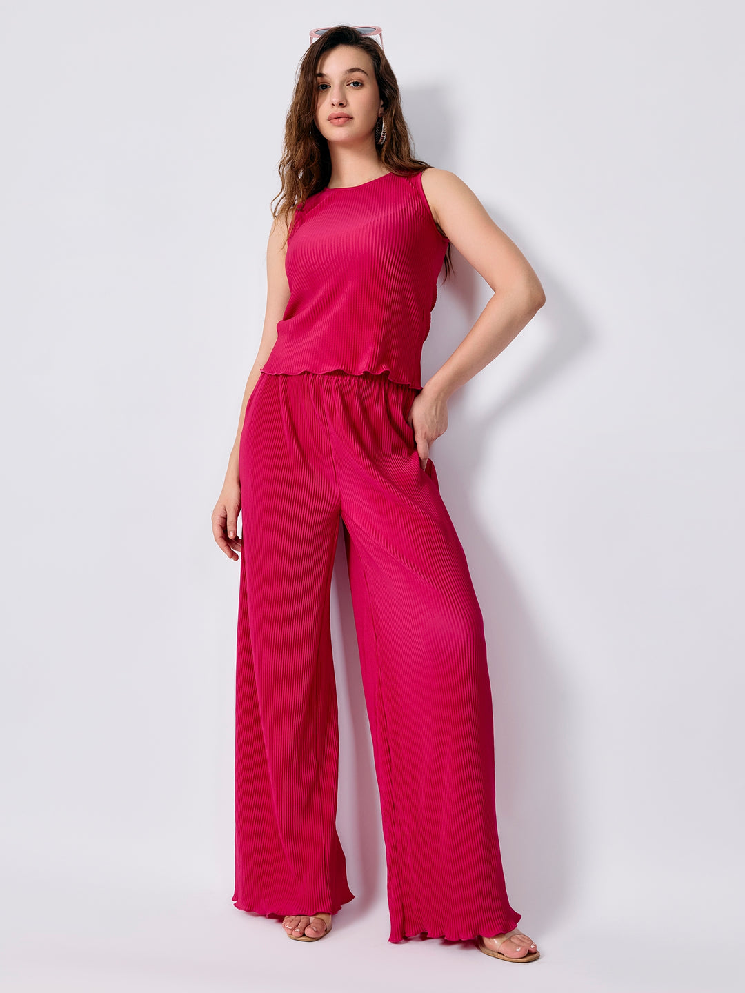 Pink Top And Straight Fit Pant Co-Ord Set