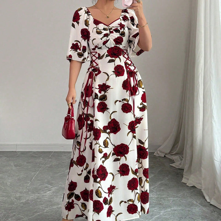 White Floral Print Maxi Dress