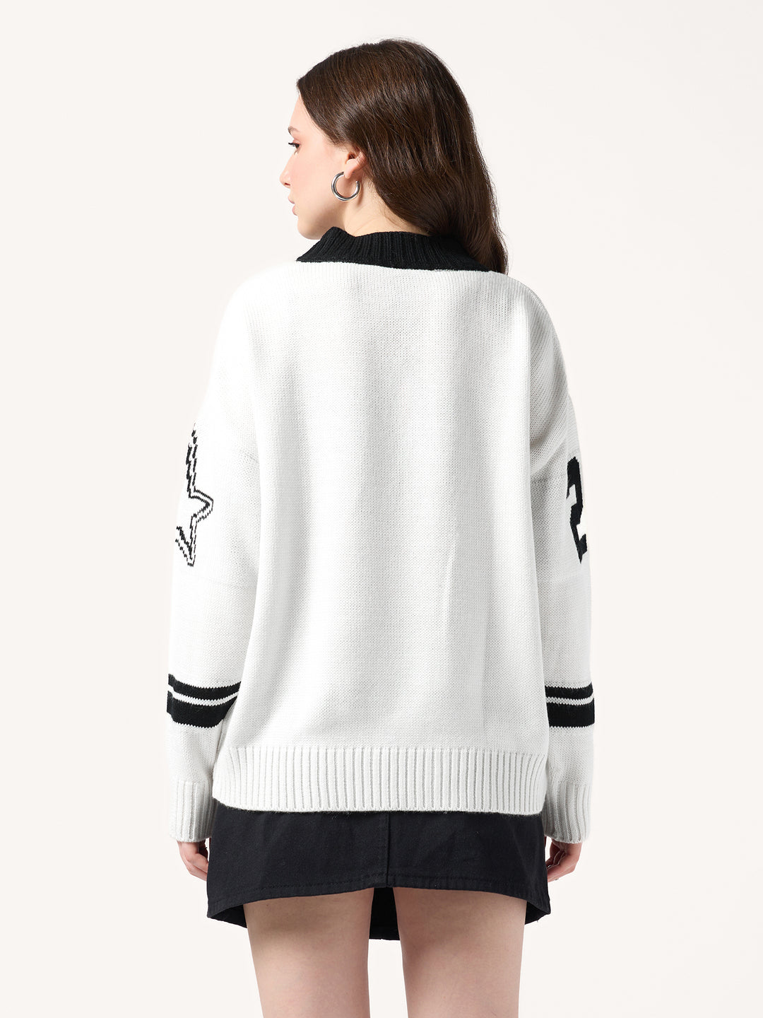 White Varsity Graphic Sweater
