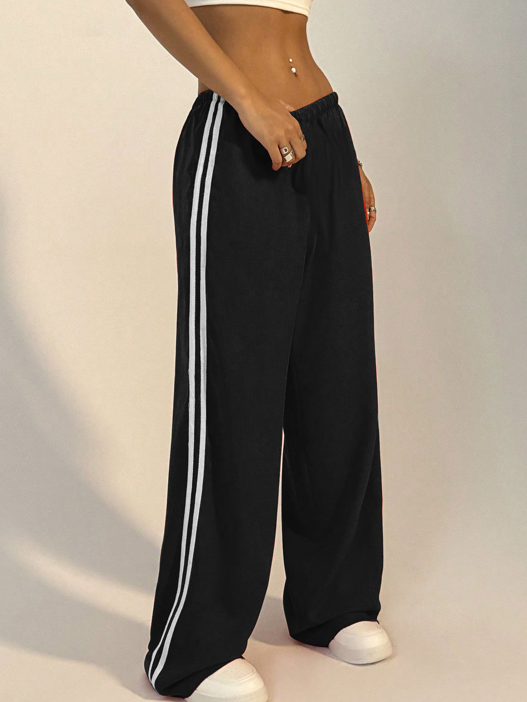 Black Varsity Side Stripe Sweatpants