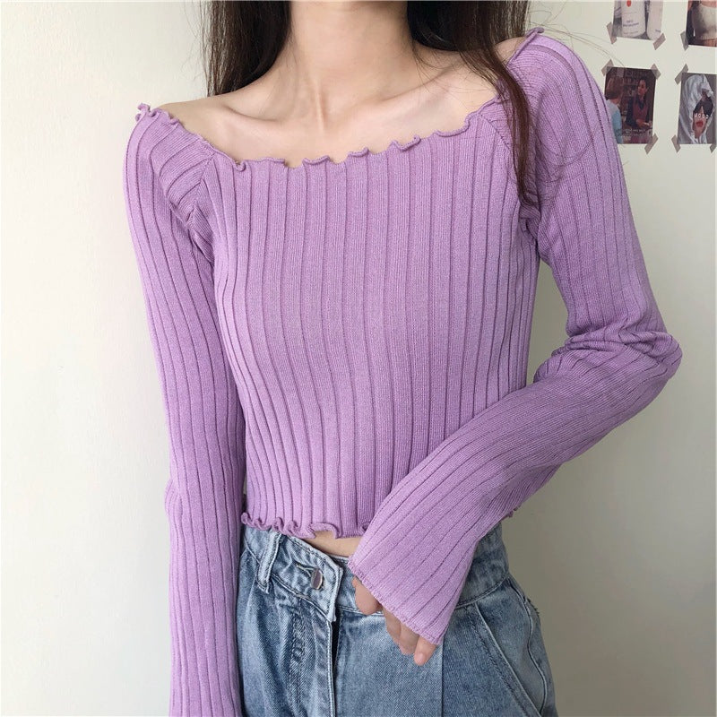 Purple Scallop Neck Top