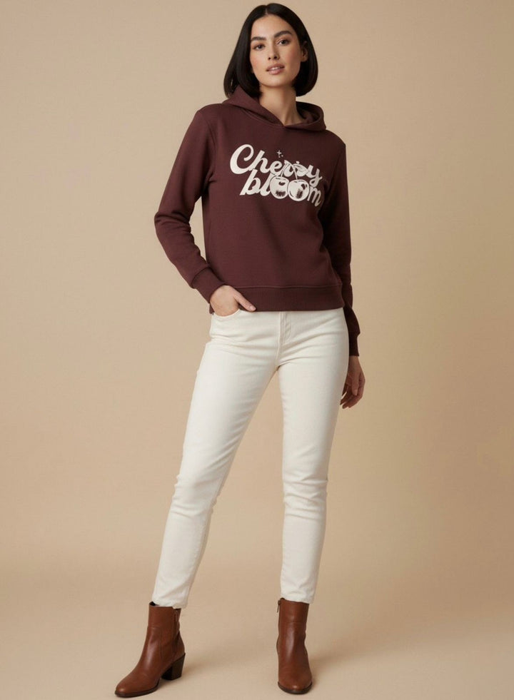 Brown Graphic Hooded Russian Fleece Sweatshirt