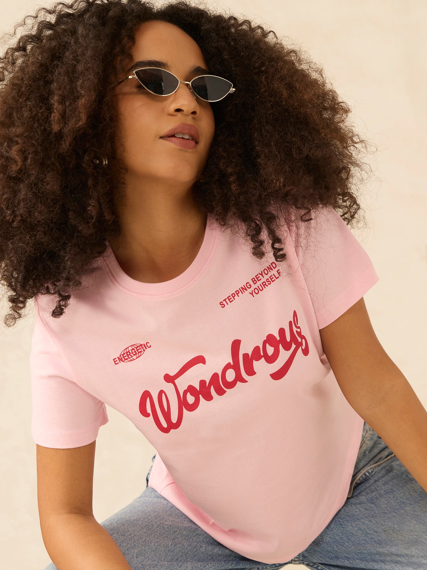 Pink Short Sleeves Crew Neck T-Shirt