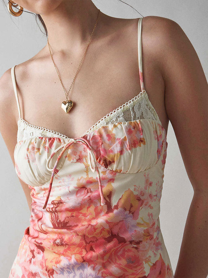 White Strappy Floral Midi Dress
