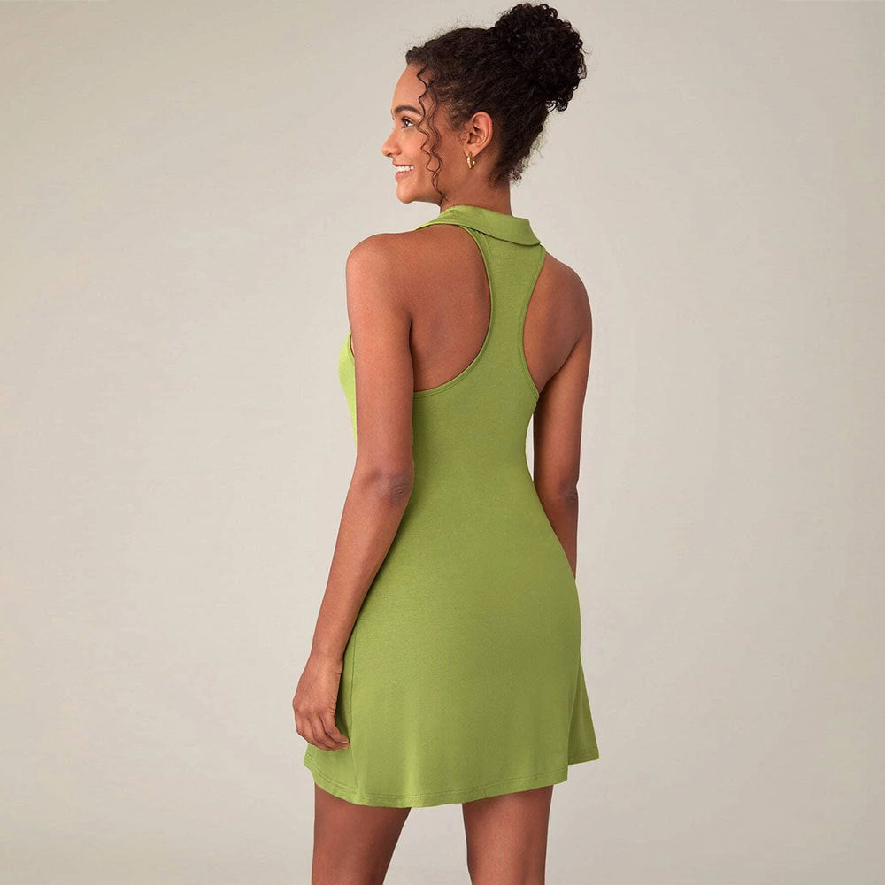 Green Sleeveless Collared Dress