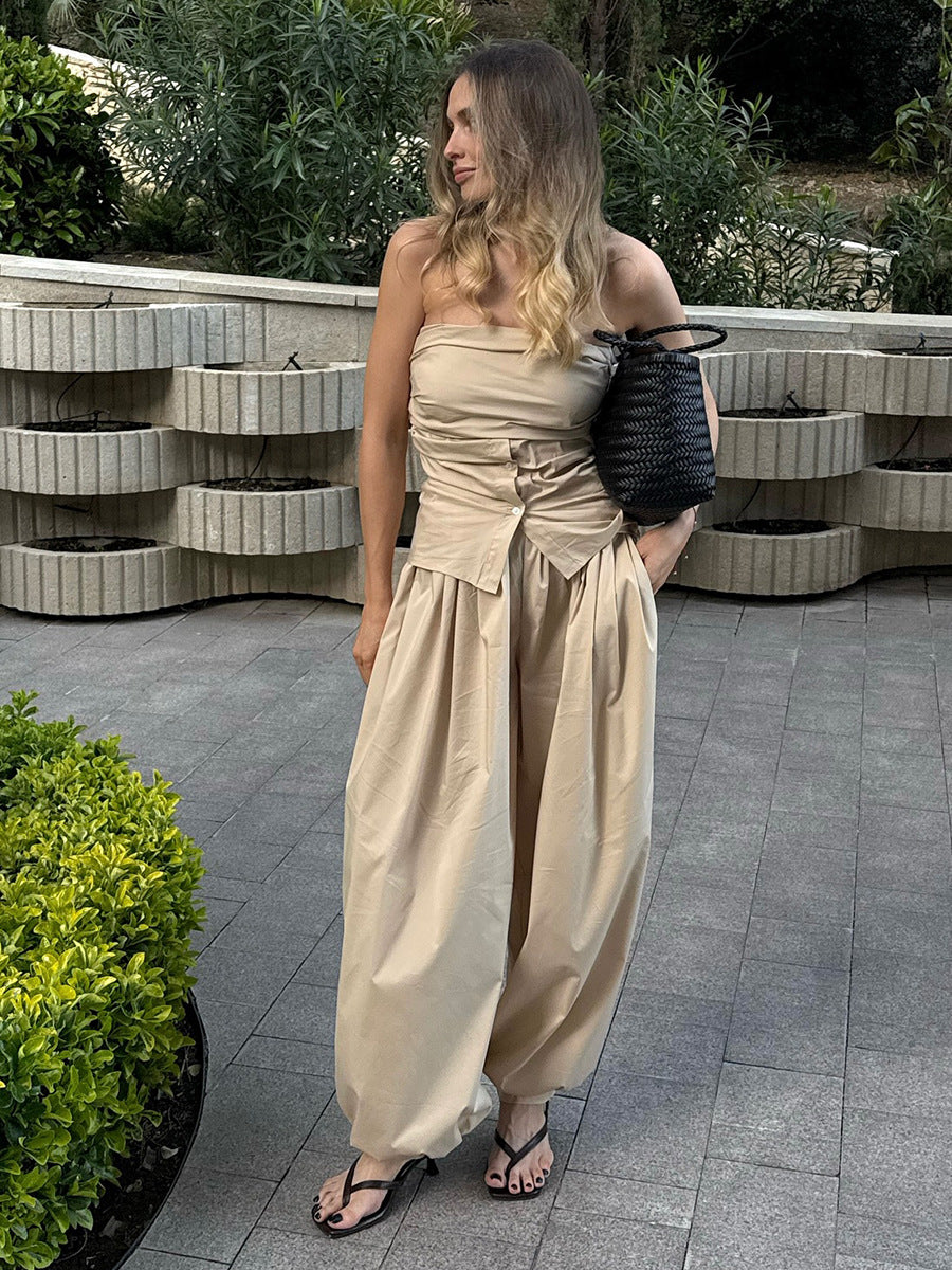 Cream Ultra Baggy Fit Trousers