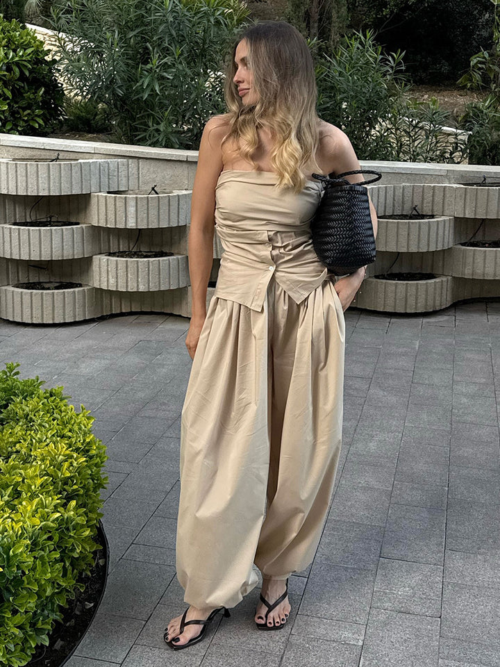 Cream Ultra Baggy Fit Trousers