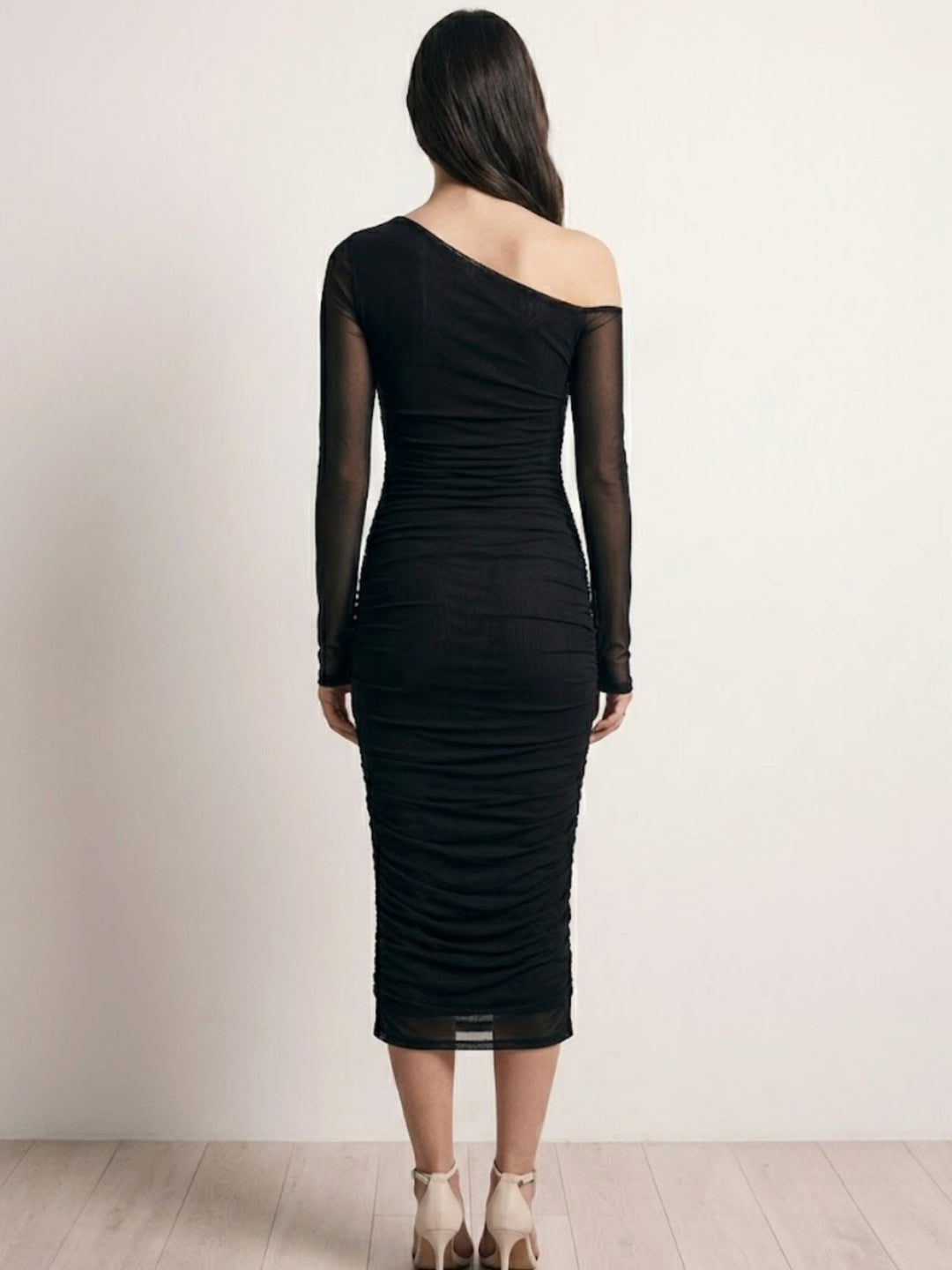 Black One Shoulder Fitted Dress