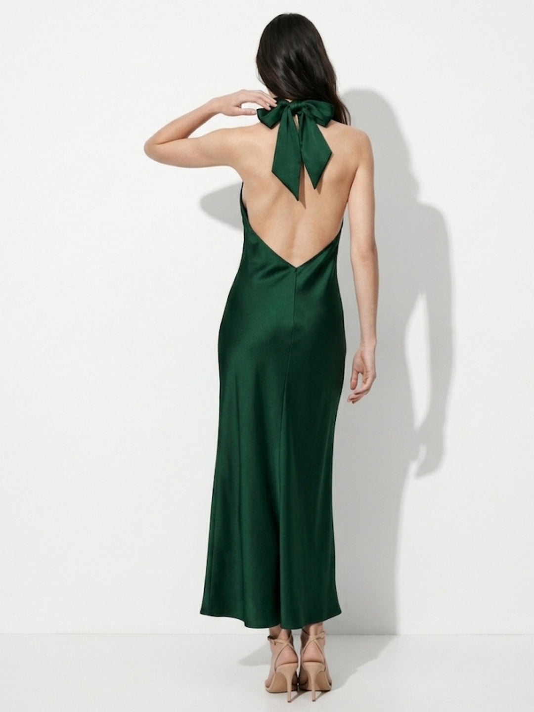Dark Green Halterneck Midi Dress