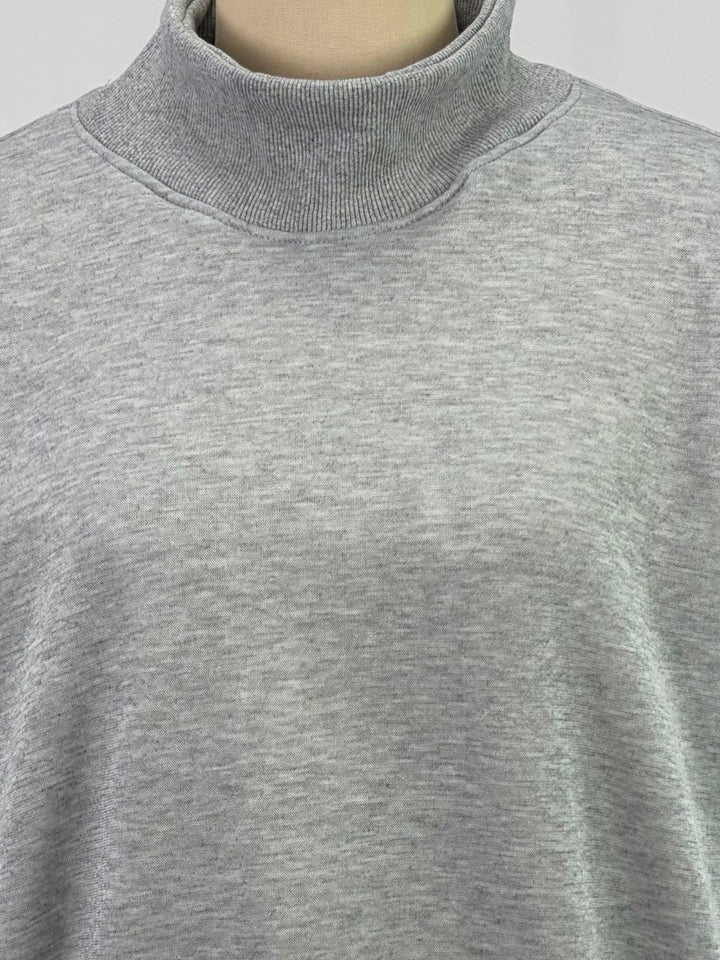 Grey High Neck Relaxed Fit Solid Sweatshirt