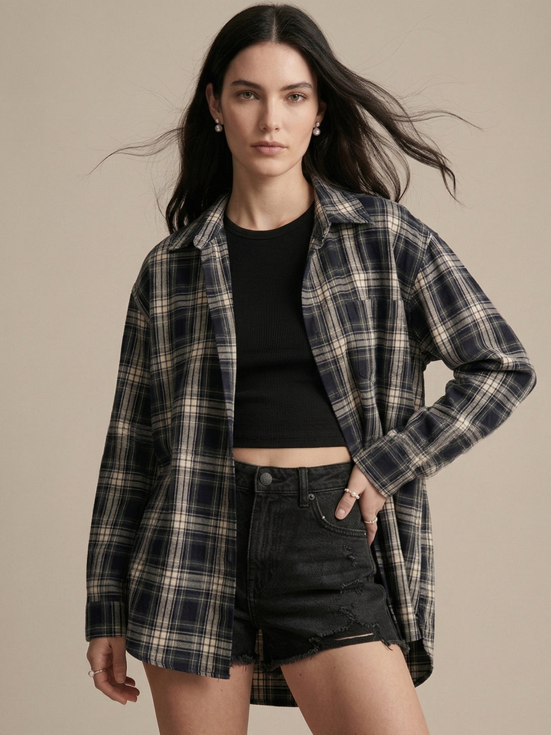 Black Full Sleeve Collared Neck Shirt