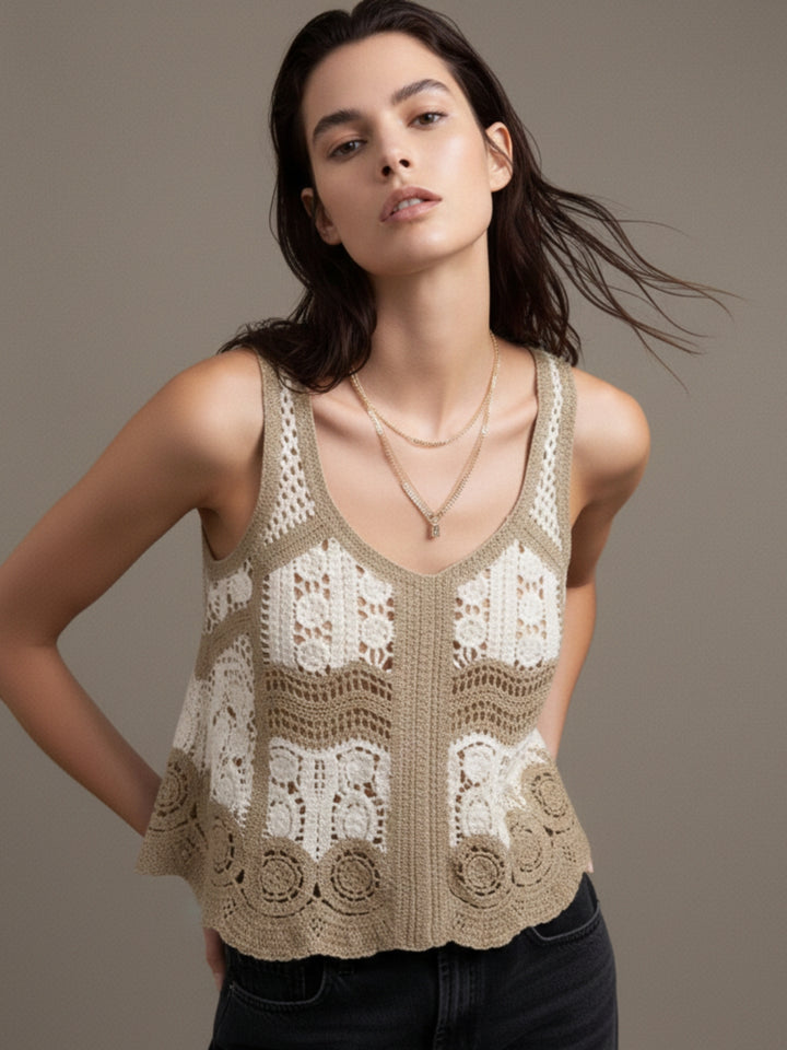 Olive Crochet Detail Top