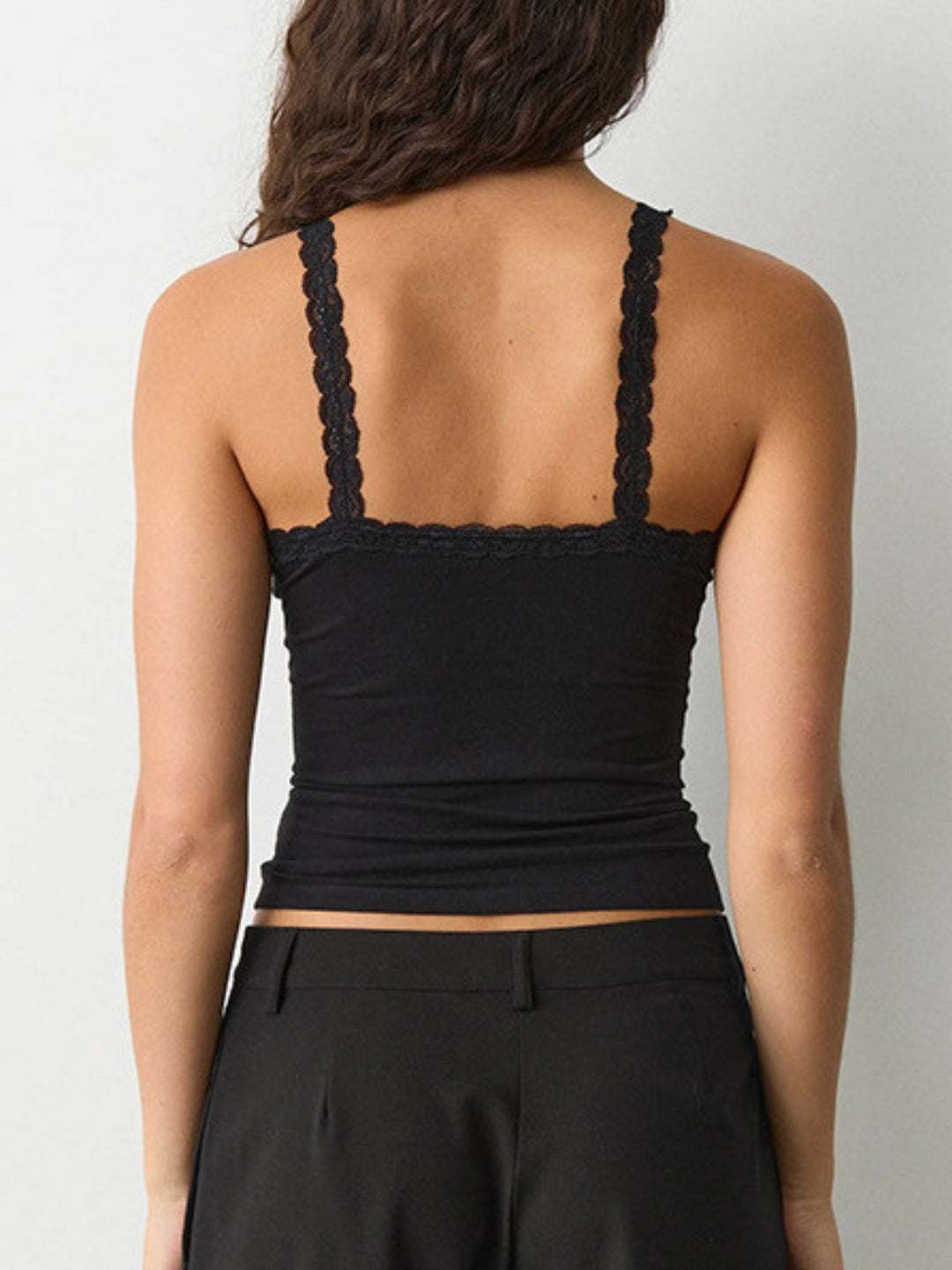 Black Lace Detail Fitted Top