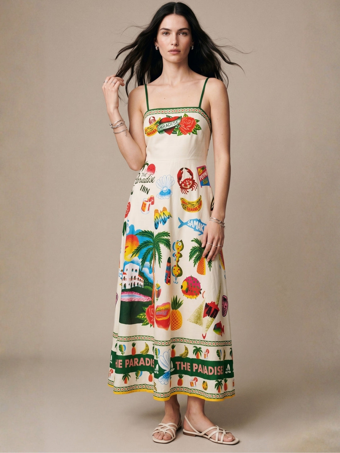 Multi Abstract Printed A-Line Dress