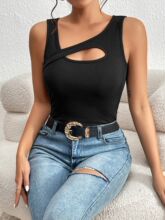 Black Sleeveless Cut Out Tank Top